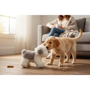 Kellytoy Sheep Dog Toy Pet 10" Cream Grey Brand New Squeaker Plush PT1022-10SH